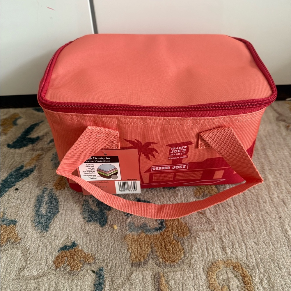 2x trader joes joe’s mini tote cooler bag blue and peach - Picture 4 of 8